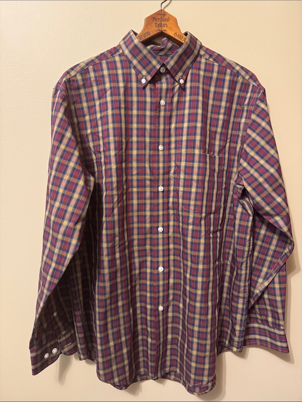 TravelSmith Men's Multicolor Plaid Button-Down Shirt - Blue, Red, Yellow